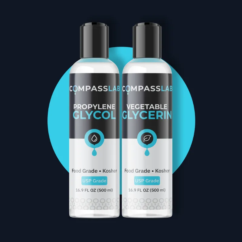 Compass Laboratory Propylene Glycol and Vegetable Glycerin 2 Pack bundle with two squeeze bottles