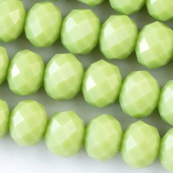 Cherry Tree Beads Crystal Faceted Rondelle Beads, 6x8mm, opaque sour apple green, approx. 15.5 inch strand