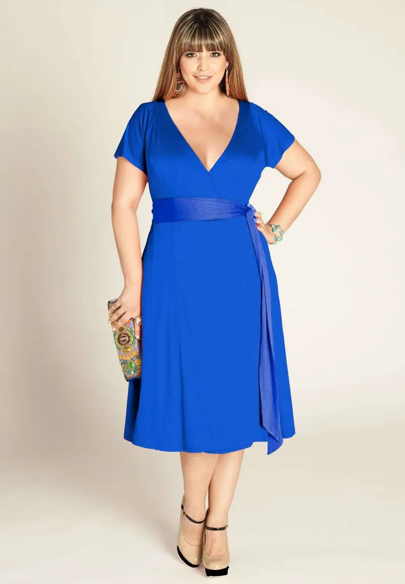 IGIGI Bellissima Plus Size Wrap Dress In Royal (Made To Order) royal blue
