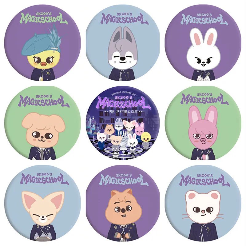 TTAesthetic SKZ's Magic School Badge Mirror Keychain Pendant with compact mirror design