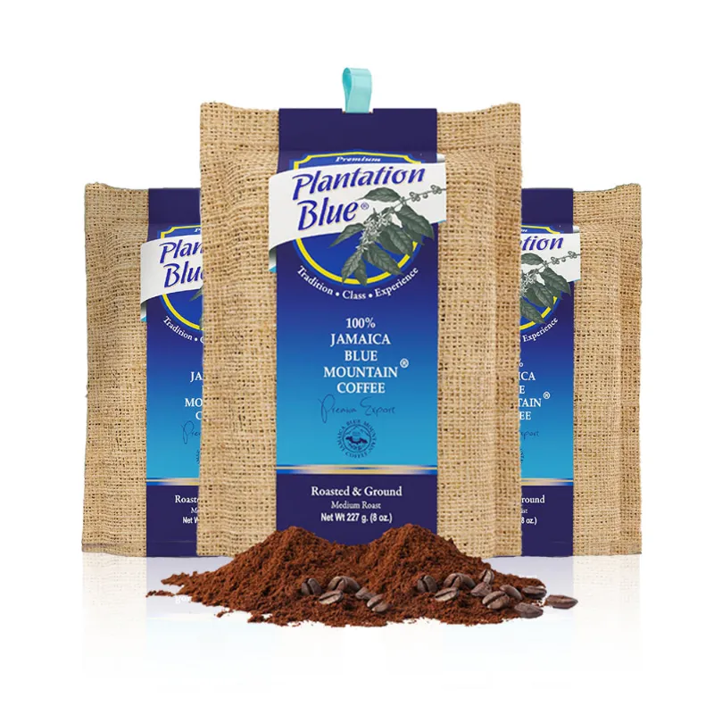 Plantation Blue Coffee Plantation Blue 100% Jamaica Blue Mountain Coffee Ground Bundle three 8oz packs