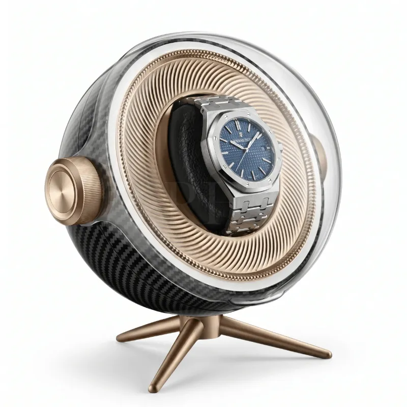 Rotation Horlogère Remontoir Sphère Cosmos Solo with transparent sphere dome and tripod base