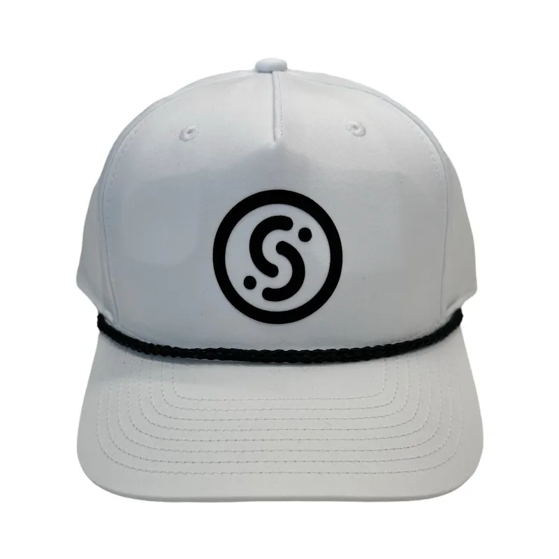 SLYCE Sport Rope Edge Signature Hat in white with rope trim detail