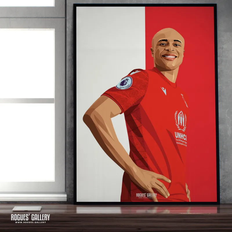 Rogues Gallery Andre Ayew Nottingham Forest red and white print