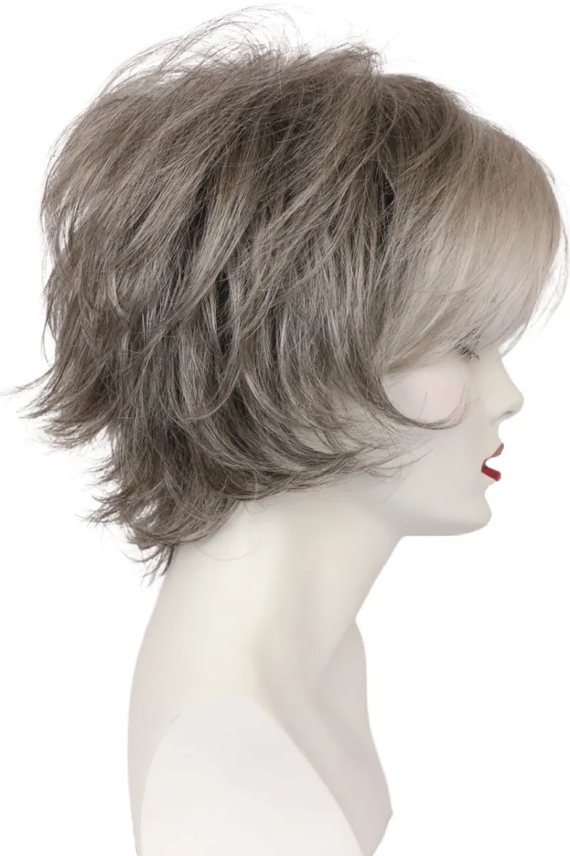 Godiva's Secret Wigs color swatch, grey shades sample, small textile piece