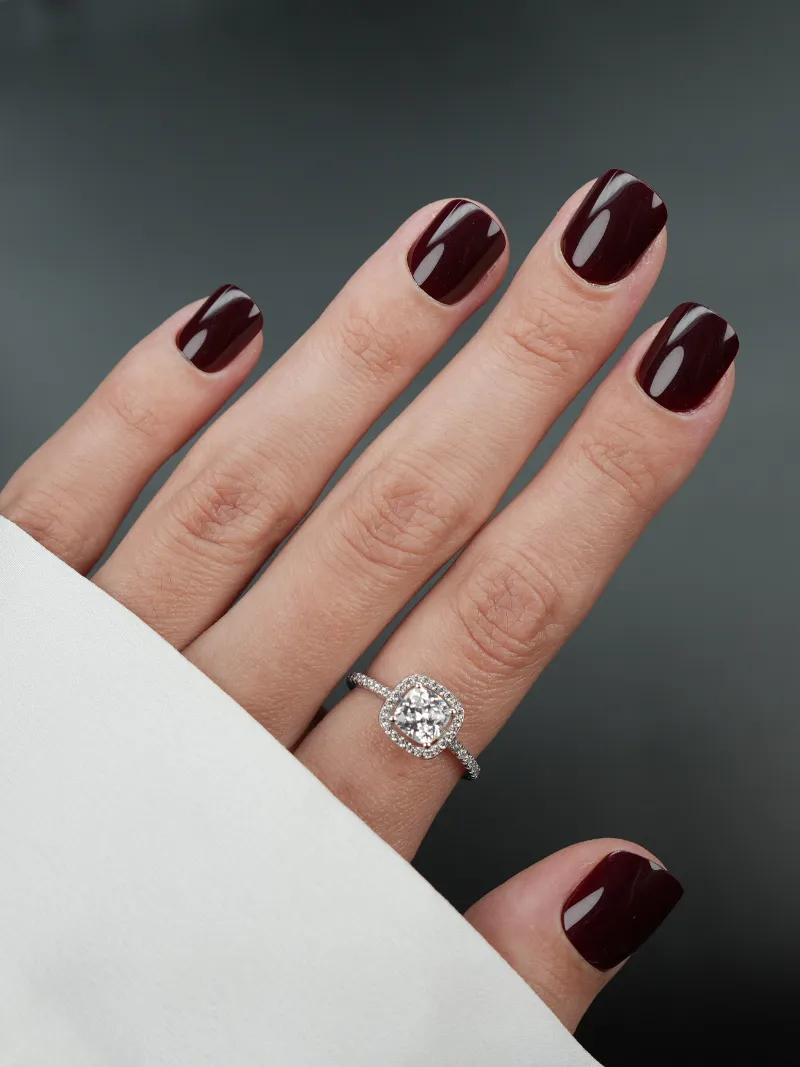 Roxy Nails Paris Cerise noire press-on nails in very dark cherry red with glossy finish