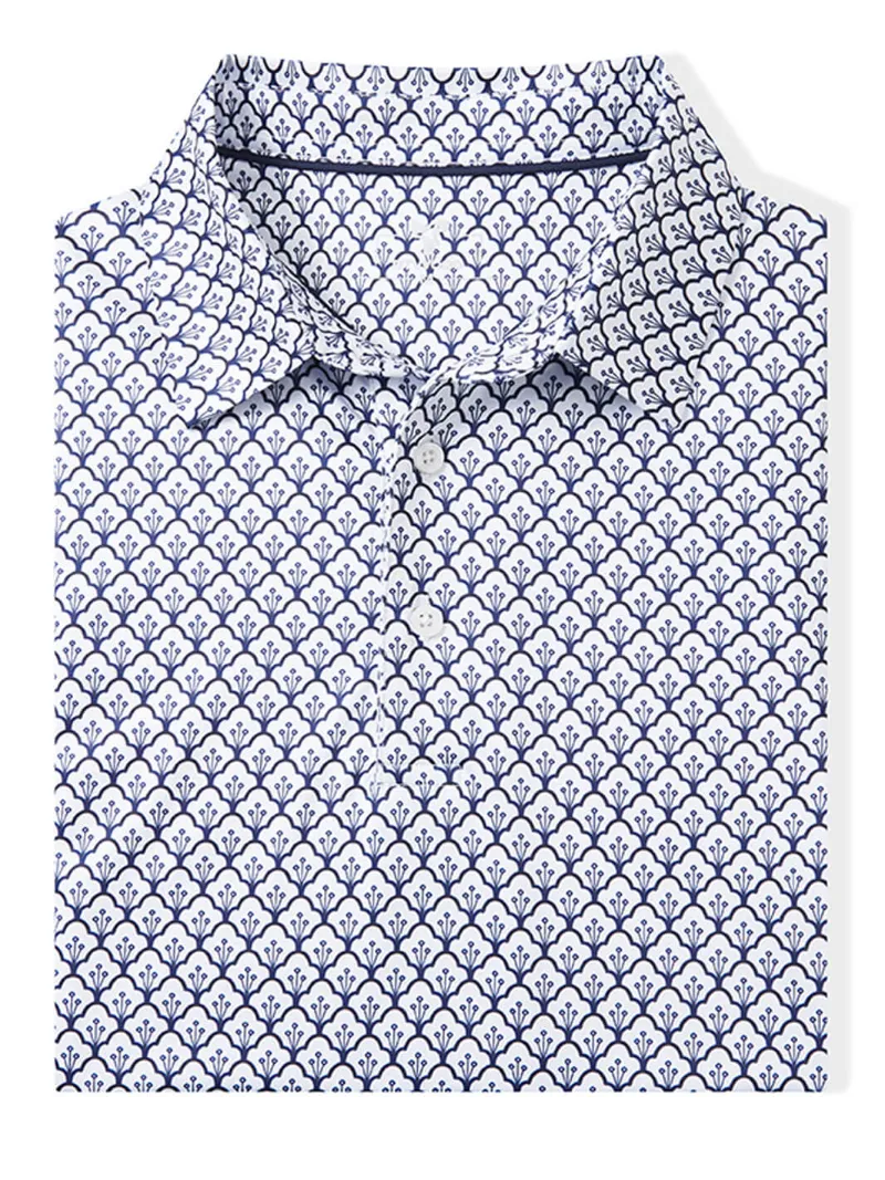 DTWOOO Men's Print Performance Polo in Lily Of The Valley pattern