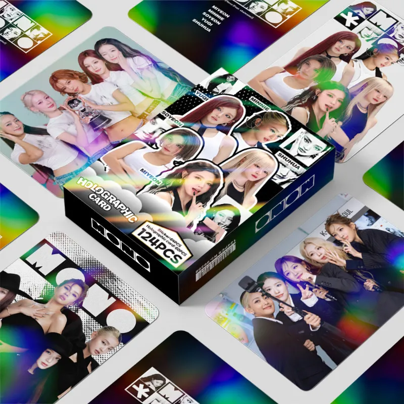 TTAesthetic 124PCS IDLE Album MONO Holographic Photocard Stickers showing holographic member designs