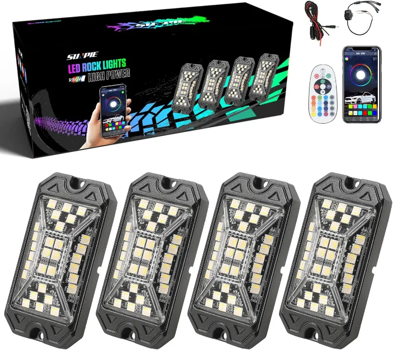 Sunpie High Power Wide Angle Series RGBW LED Rock Lights for off-road trucks and ATVs