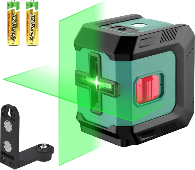 HYCHIKA Green Self-Leveling Cross Line Laser Level with tripod on white background
