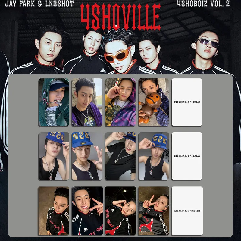 TTAesthetic 4SHOBOIZ Vol.2 4SHOVILLE Photocard Collection spread of colorful character cards