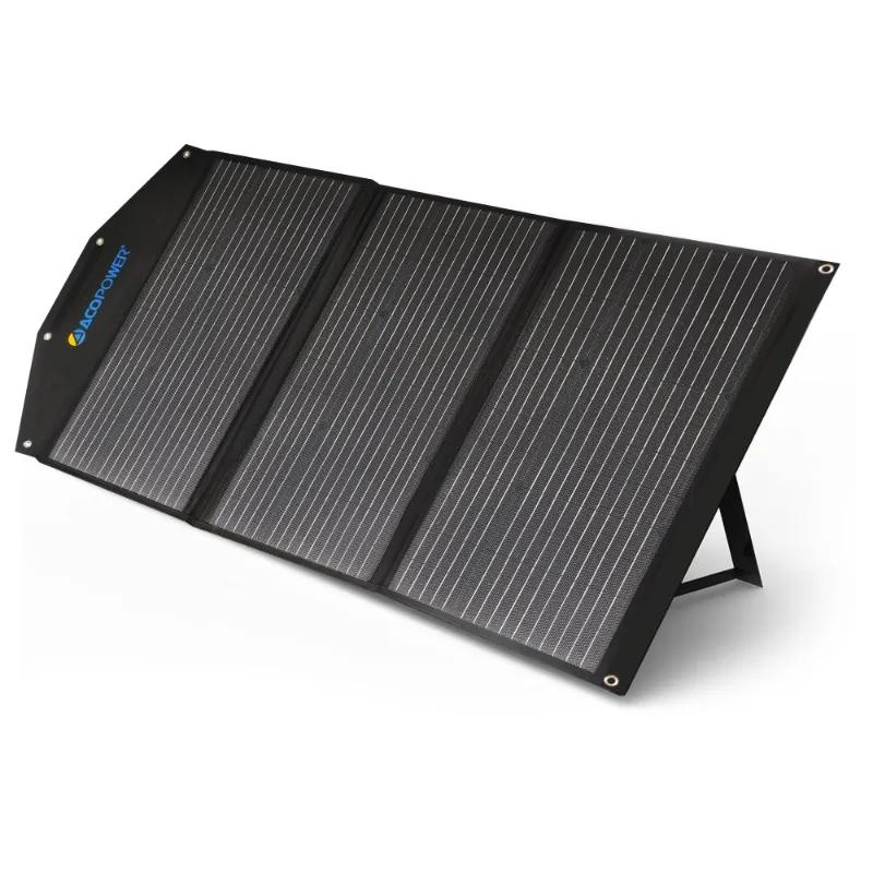 ACOPOWER Foldable Solar Panel Kit Suitcase in 90W and 120W options shown in compact folded position