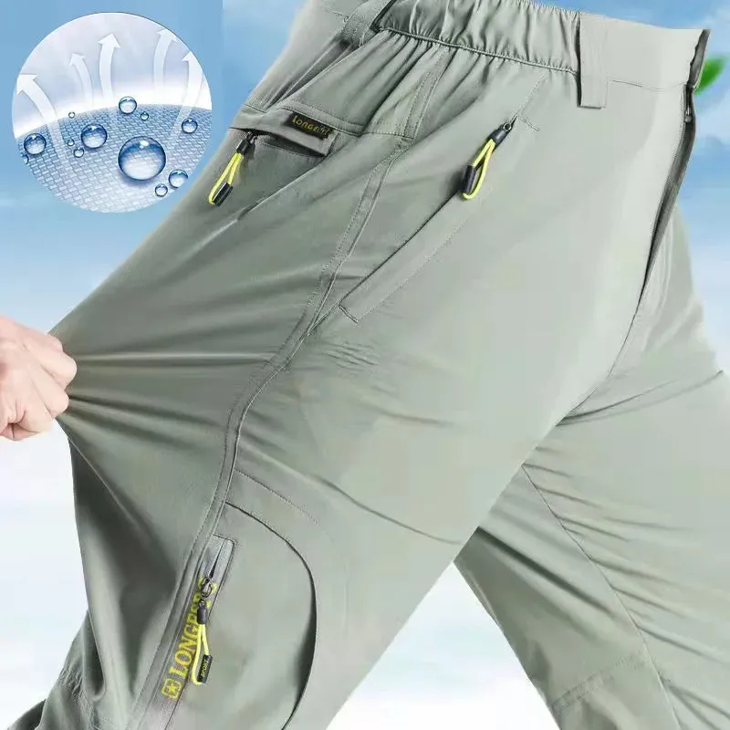 PUPU Sports Men's Quick Dry Hiking Pants with zipper pockets in tactical outdoor design
