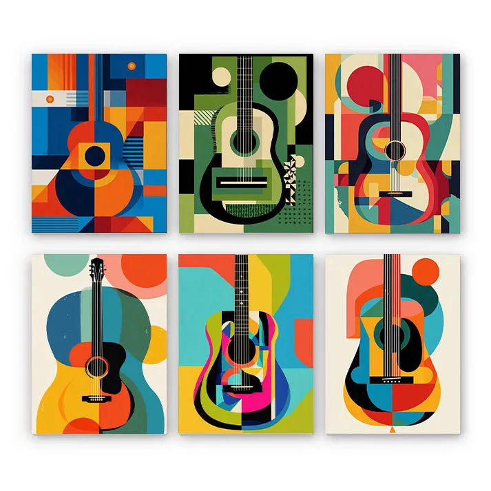 Maikoo Art 6 Mini PBN Rhythm in Geometry set showing six small geometric-patterned paint by number canvases