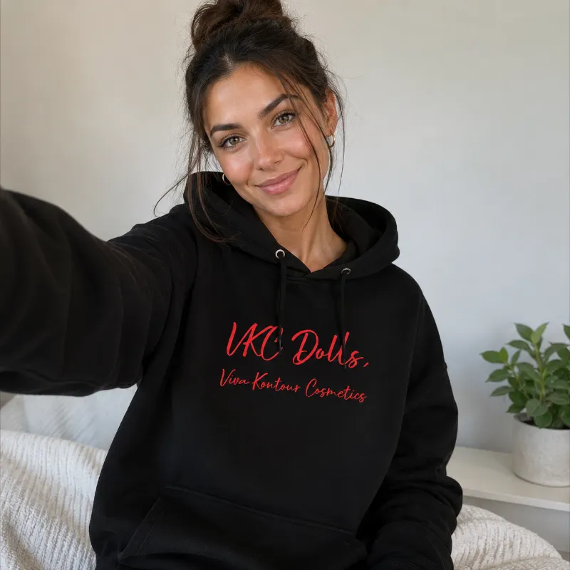 Viva Koutour Cosmetics VKC Dolls Streetwear Hoodie with Pouch Pocket - front view of cotton-poly blend hoodie