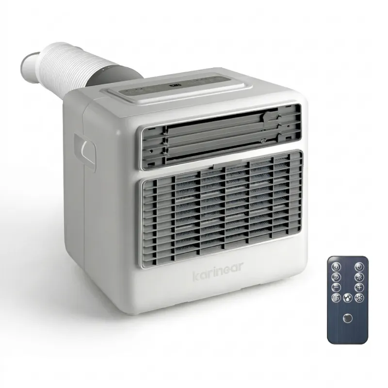 Karinear Portable Air Conditioner white unit with exhaust hose and control panel