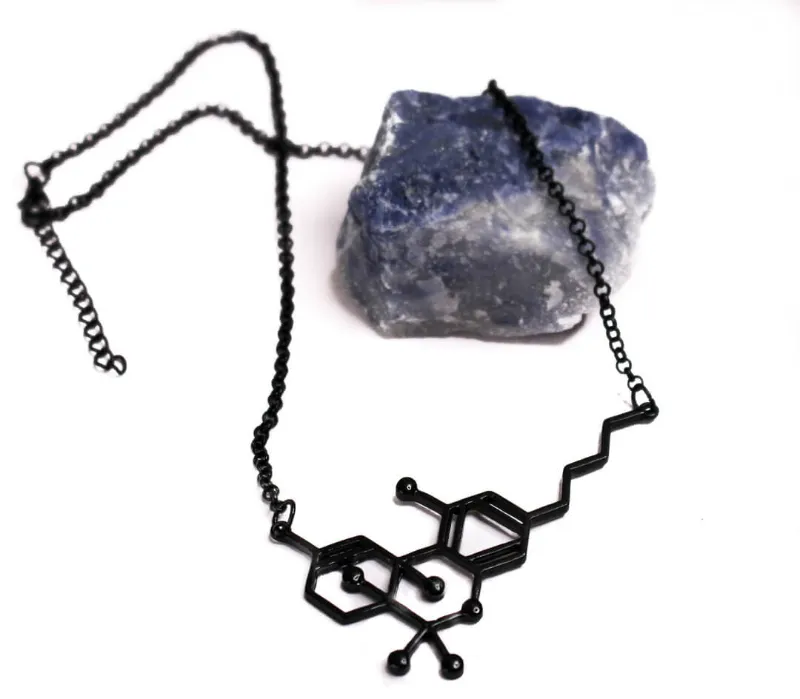 Society's Plant Black THC Molecule Necklace in gold finish