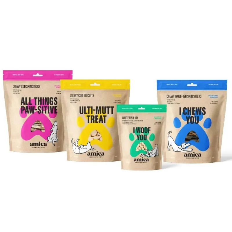 Nammi 4 PACK Amiga Dog Food premium Icelandic fish jerky treats for dogs