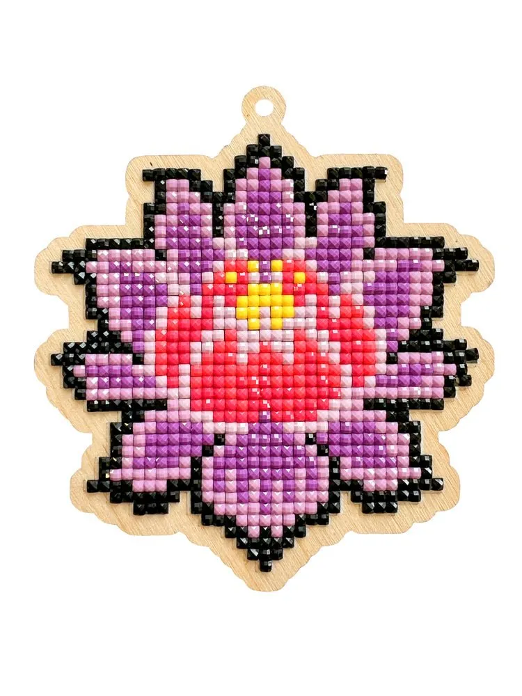 Varvikas 5D Diamond Painting Pendant Magic lotus with wooden base