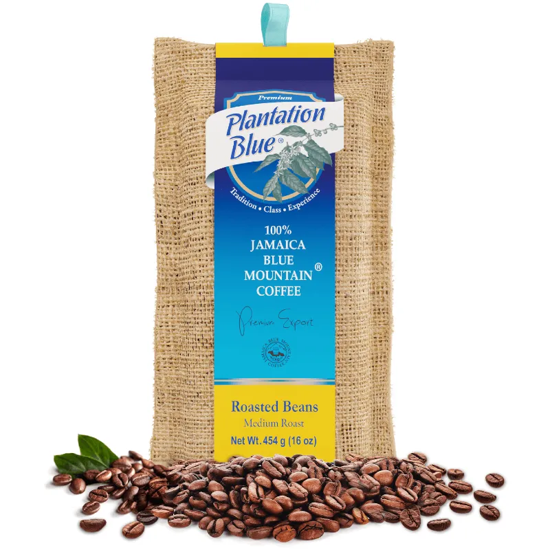 Plantation Blue Coffee Plantation Blue 100% Jamaica Blue Mountain Premium Coffee 16oz medium roasted whole beans