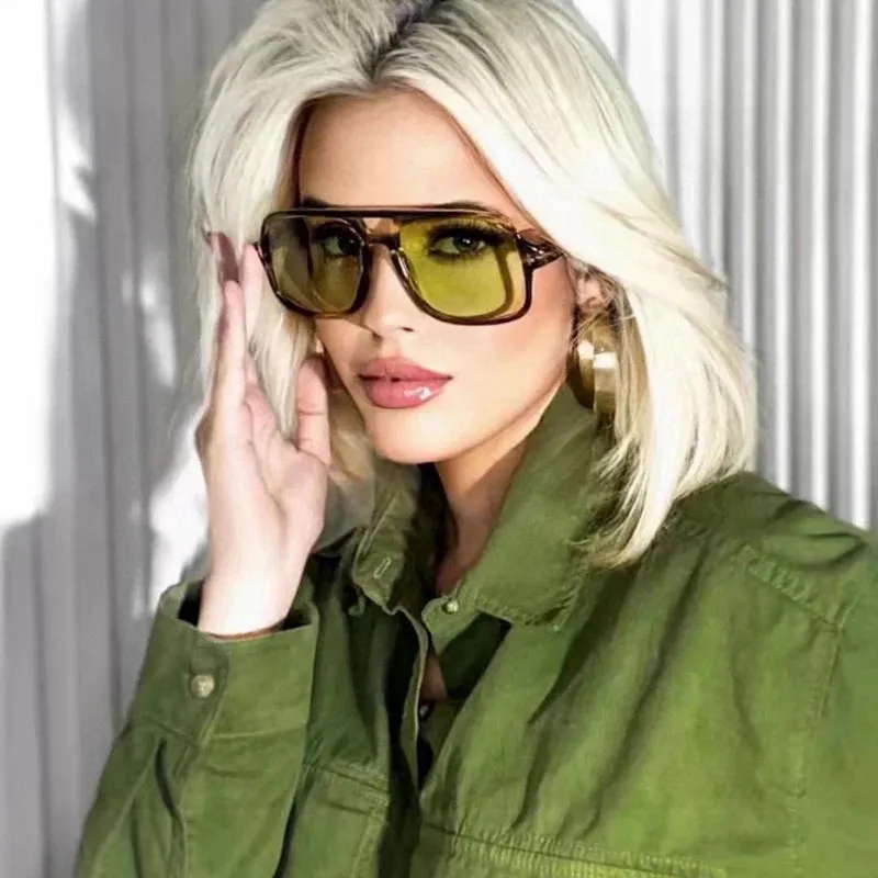 PUPU Sports New Fashion Pilot Sunglasses for Women with UV400 Protection in oversized oval frame