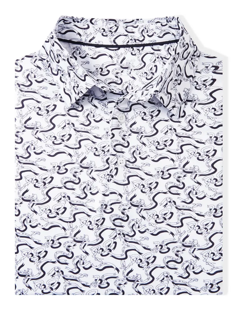 DTWOOO Men's Print Performance Polo in Dove print