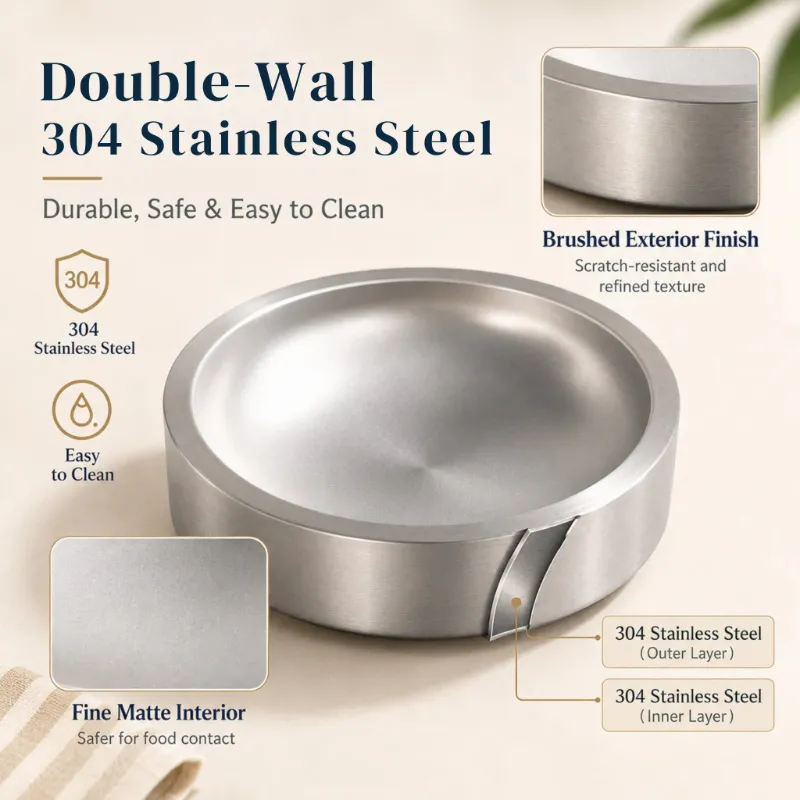 4FurBaby Wide & Shallow 304 Stainless Steel Cat Bowl with Non-Slip Base for food or water