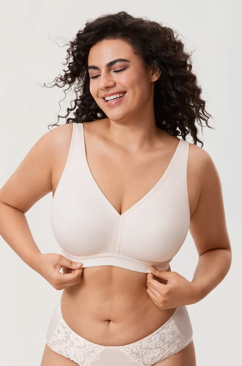Essenther Global Full Coverage Wireless Unlined Bra with wide straps and U-back design