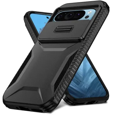 The Pixel Case Armor Case with Slide Camera Protection showing dual-layer construction and sliding camera lens cover