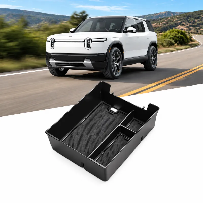 Tesstudio ABS Center Console Storage Organizer with divided compartments for Rivian vehicles