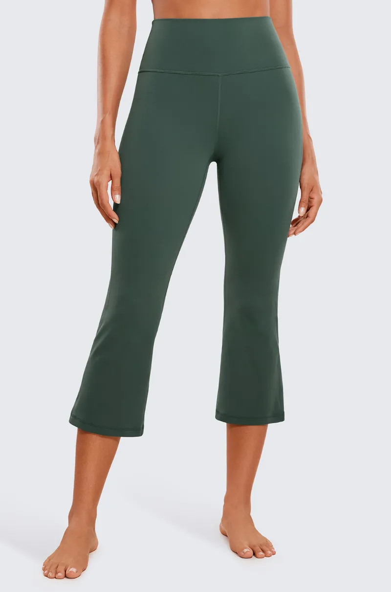 Essenther Global High Rise Flare Capris 23 inch with bootcut leg and hidden pocket