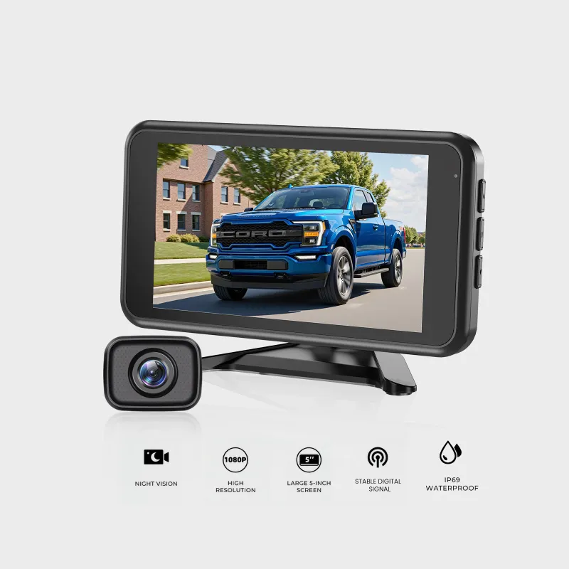 AUTO-VOX W12 1080P wireless backup camera with 5-inch monitor and dual camera support