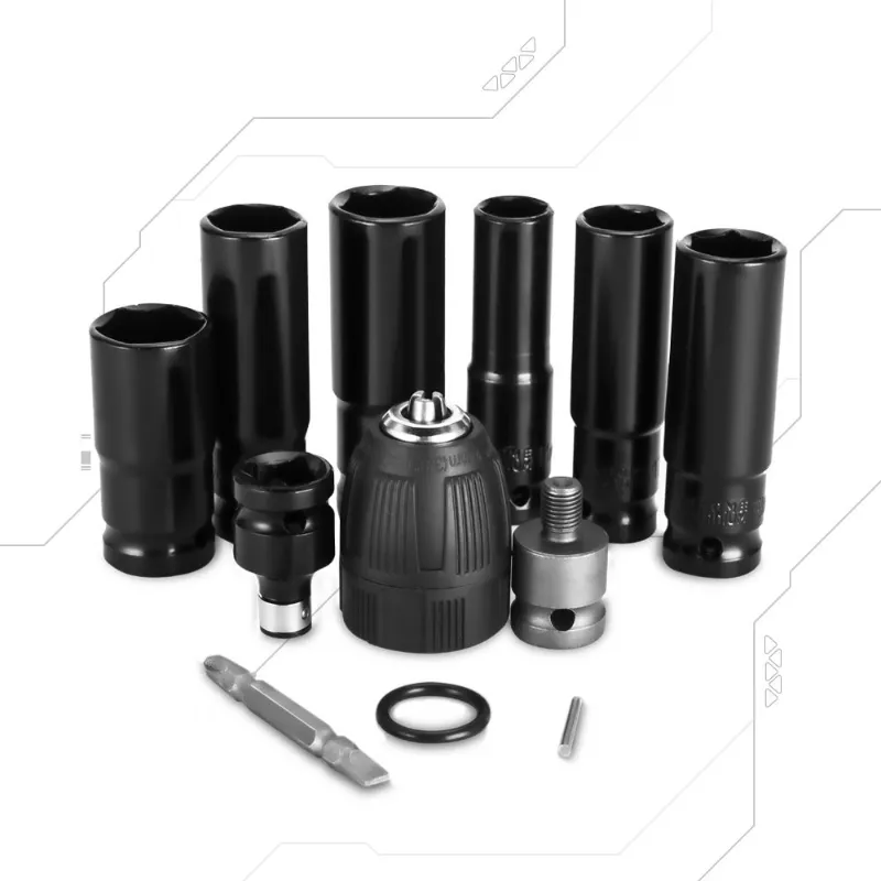 NewBeny 12-Piece Wrench Accessory Set with sleeves, collet, adaptors, and protective sheath
