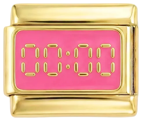 Charms Official 00:00 on Gold charm showing midnight clock face in gold tone