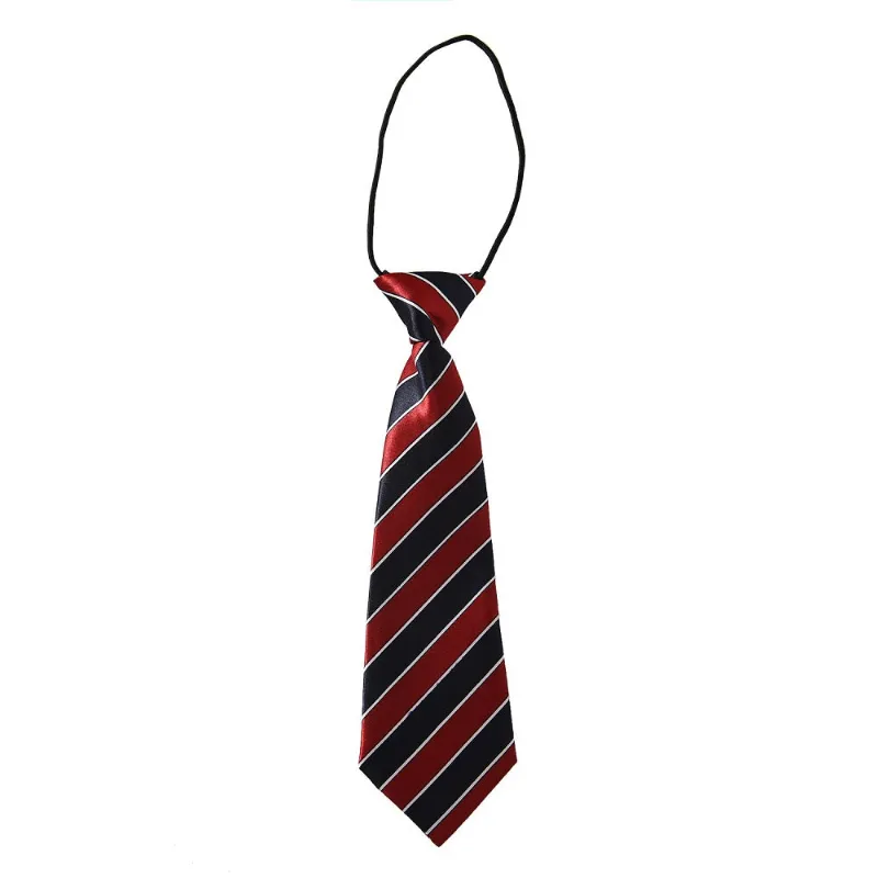 Wehilion Boys' Red and Black Striped Tie, pre-tied adjustable necktie with stripes for uniforms and events