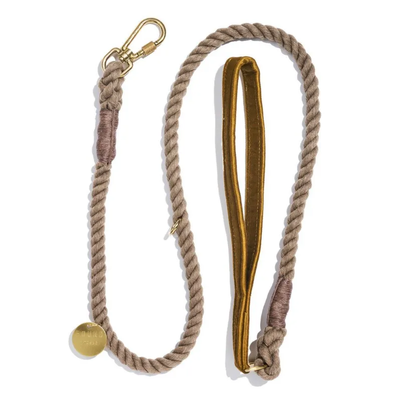 Found My Animal Brown Washable Velvet Animal Leash with brass hardware