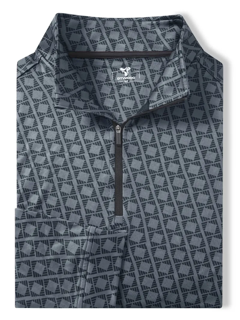 DTWOOO Print Performance Fleece Quarter-Zip in Kaleidoscope print with half zipper and stand-up collar