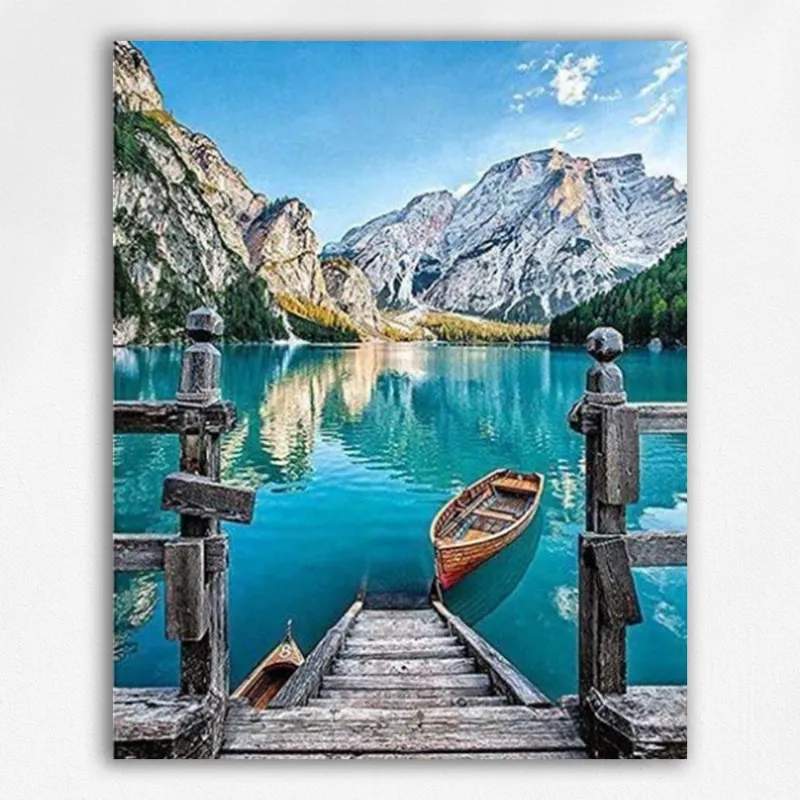 Maikoo Art Italia Bella Lake Paint by Numbers kit showing Italian lakeside landscape