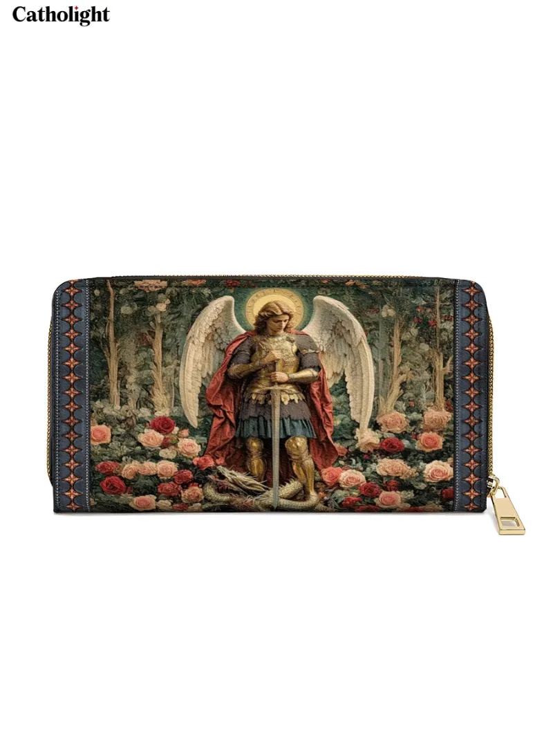 Catholight Archangel's Triumph Leather Wallet Purse with Archangel Michael art