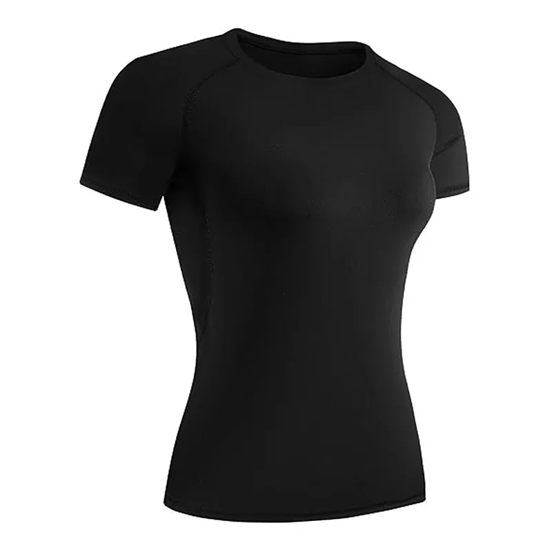 PUPU Sports Women's Compression Workout Shirt Quick Dry Stretchy Athletic Yoga Running T-Shirt