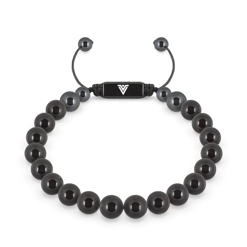VOLTLIN Black Tourmaline Shambala Bracelet with natural black tourmaline beads