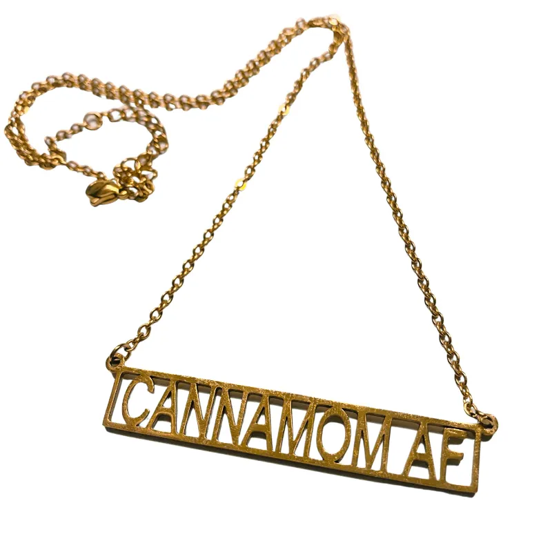 Society's Plant CannaMom AF Necklace with engraved charm pendant on chain
