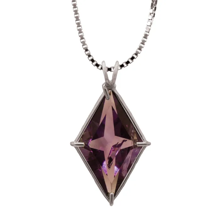 VOLTLIN Amethyst Ascension Star Chain Pendant with amethyst gem in sterling silver frame on chain