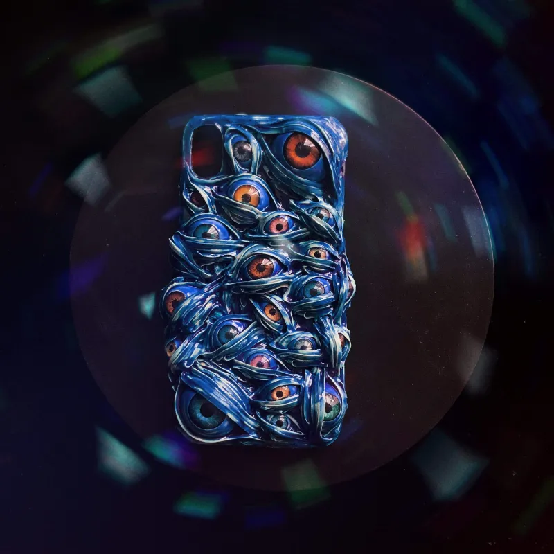 Techypop The Blue Eyes Handmade Designer iPhone Case in blue silicone