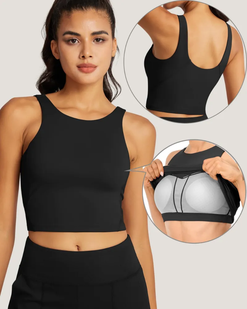 QUEENIEKE High Neck Sports Bras 220308 in multiple color options with racerback straps