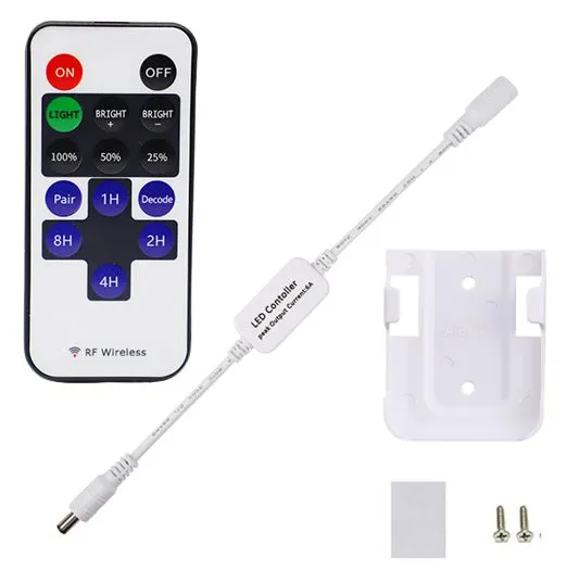 AIBOO Mini Remote Controller for Single Color LED Strip Lights with RF dimmer unit and remote control