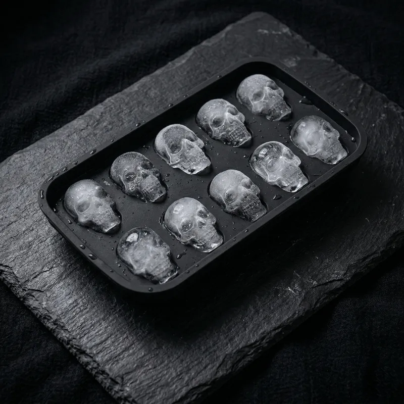 TsukiGlass Skull Ice Mold silicone tray for making skull shaped ice cubes