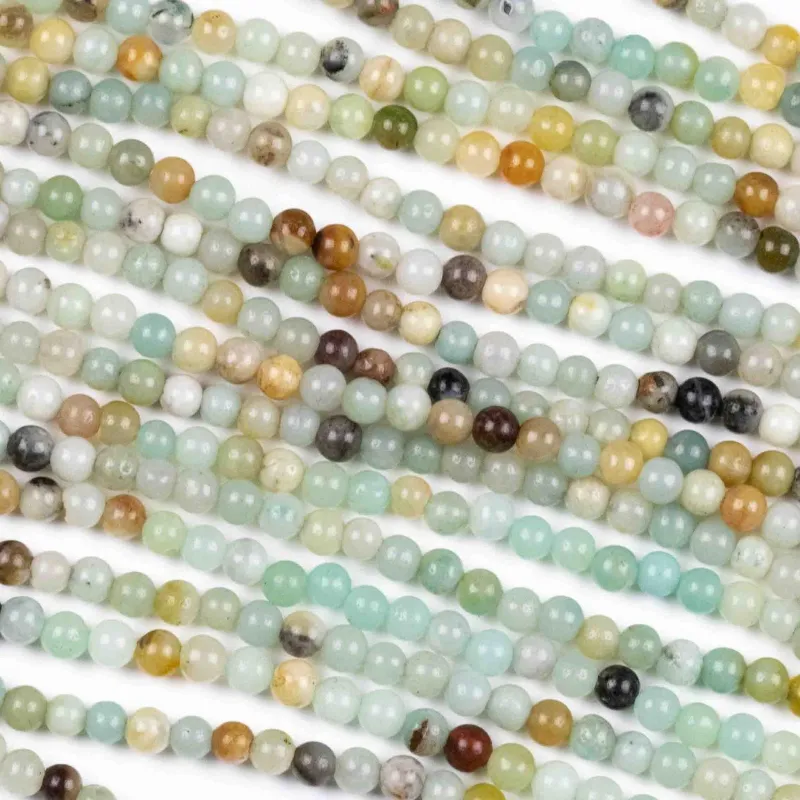 Cherry Tree Beads multicolor amazonite 3-4mm round beads on a 15 inch strand