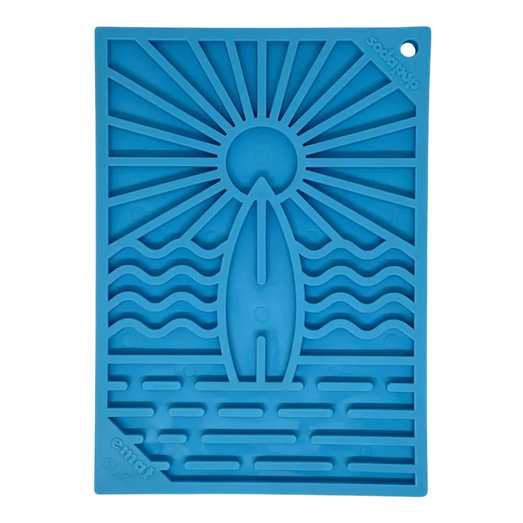 Soda Pup Surf's Up eMat small lick mat for puppies and cats beach design