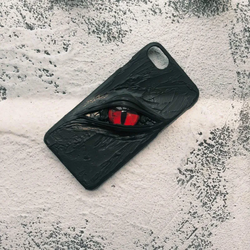 Techypop Red Cat Eye Handmade Designer iPhone Case, case with red cat eye design
